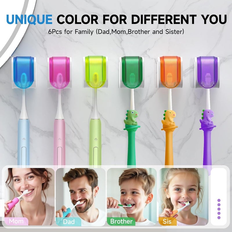 EKOTTOK Toothbrush Holders for Bathrooms【Upgrade Single Slot Design】 Toothbrush Holder Wall Mounted with Cover Moisture-Proof and Dust-Proof Toothbrush Storage Organizer for Shower Family and Travel 6PCS - Image 2
